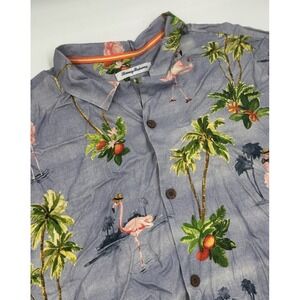 Tommy Bahama Men's XL Silk Blue Graphic Short Sleeve‎ Hawaiian Shirt